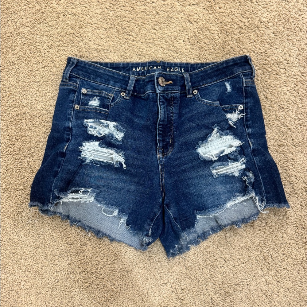 American Eagle Outfitters Navy Blue Distressed Cutoff Jean Shorts